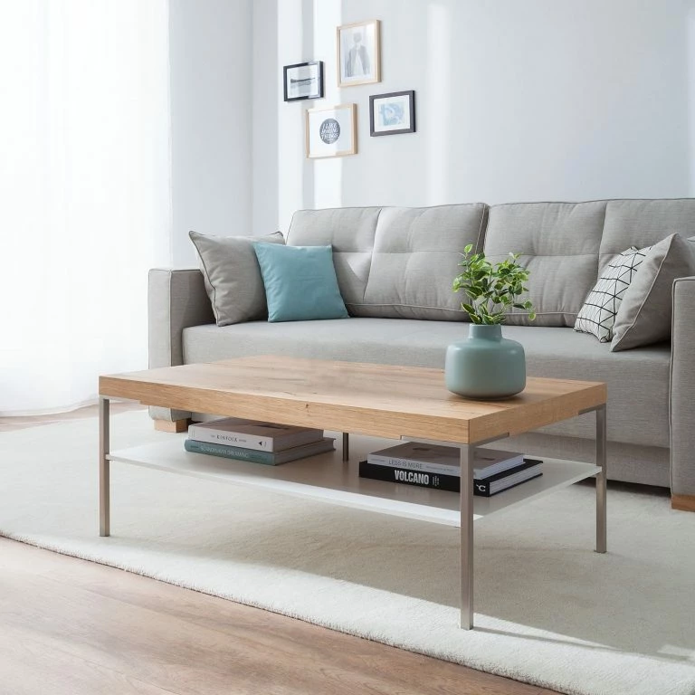 Loftscape GWINNER Table Basse Anzio – Chêne De Poutre / Blanc – 110 X 65 Cm