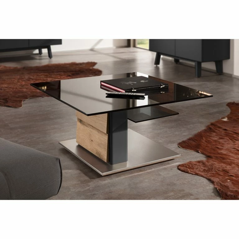 Loftscape GWINNER Table Basse Misano – Anthracite / Chêne Sauvage