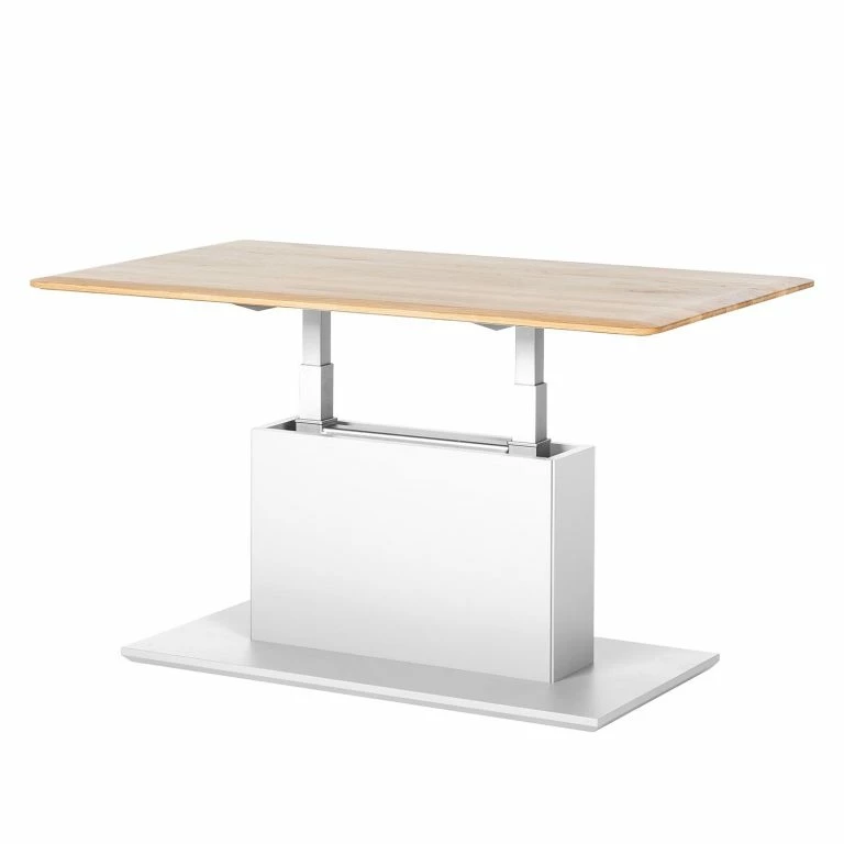 Loftscape GWINNER Table Basse Solano – Chêne Noueux / Blanc – Réglable En Hauteur