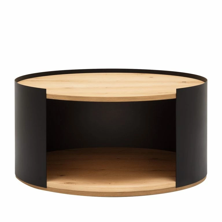 loftscape GWINNER Table basse Style I – Placage en bois véritable / Métal – Chêne / Anthracite