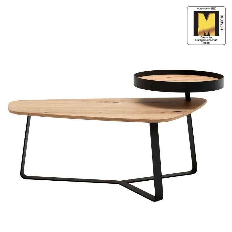 Loftscape GWINNER Table Basse Style II – Placage En Bois Véritable / Métal – Chêne / Anthracite