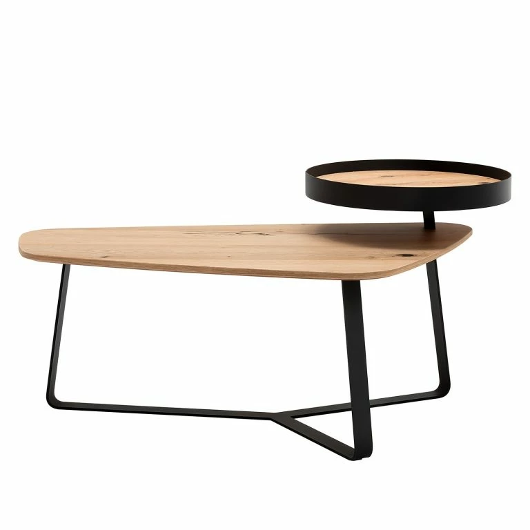 loftscape GWINNER Table basse Style II – Placage en bois véritable / Métal – Chêne / Anthracite