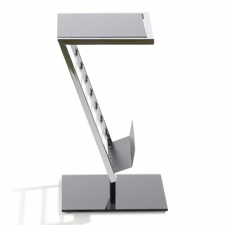 Loftscape Home Design Table D’appoint Anka – Acier Chromé / Verre Noir Verni