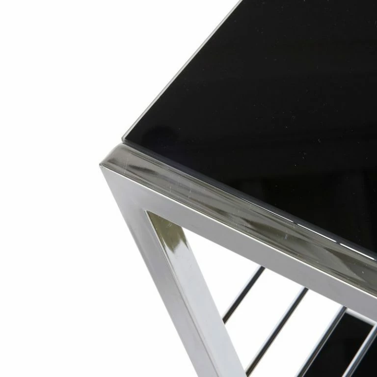 Loftscape Home Design Table D’appoint Anka – Acier Chromé / Verre Noir Verni