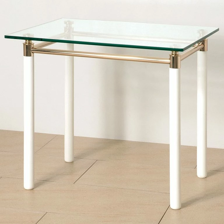 Loftscape Home Design Table D’appoint Moselle III – Acier / Bois Massif – Plaqué Or / Blanc Brillant