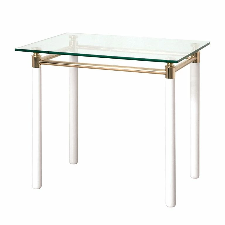 loftscape Home Design Table d’appoint Moselle III – Acier / Bois massif – Plaqué or / Blanc brillant