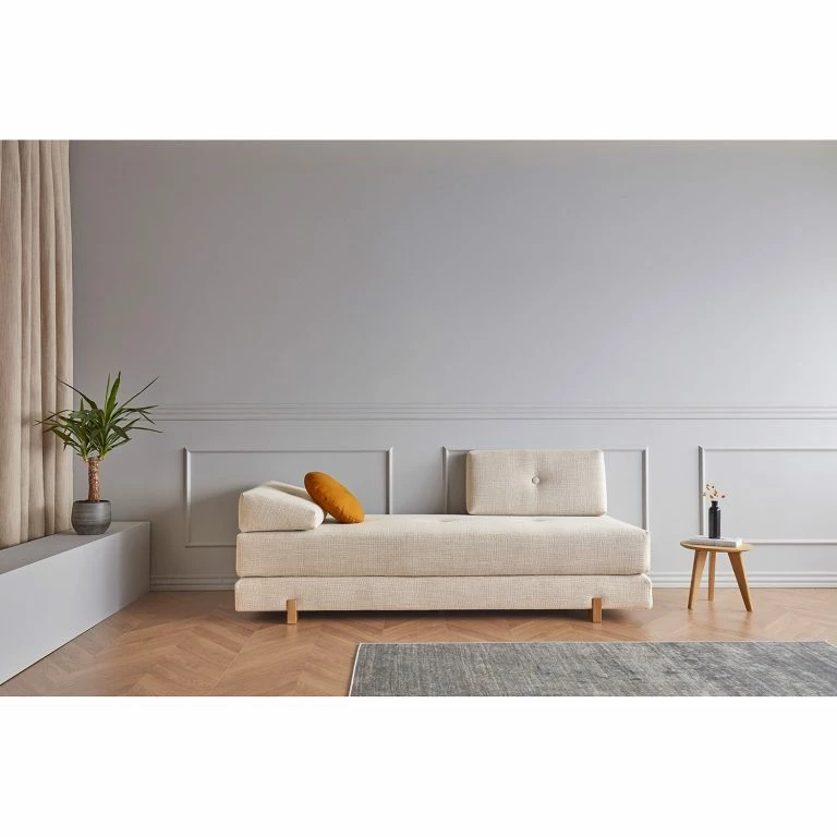 Loftscape Innovation Möbel Canapé Convertible Sigmund – Tissu – Tissu Kenya: Gravel – Chêne Clair