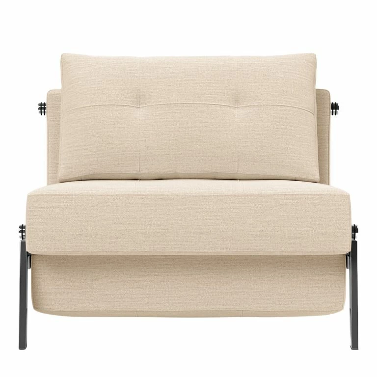 Loftscape Innovation Möbel Fauteuil Convertible Cubed – Tissu Linen: 612 Sand Grey – Chrome Brillant