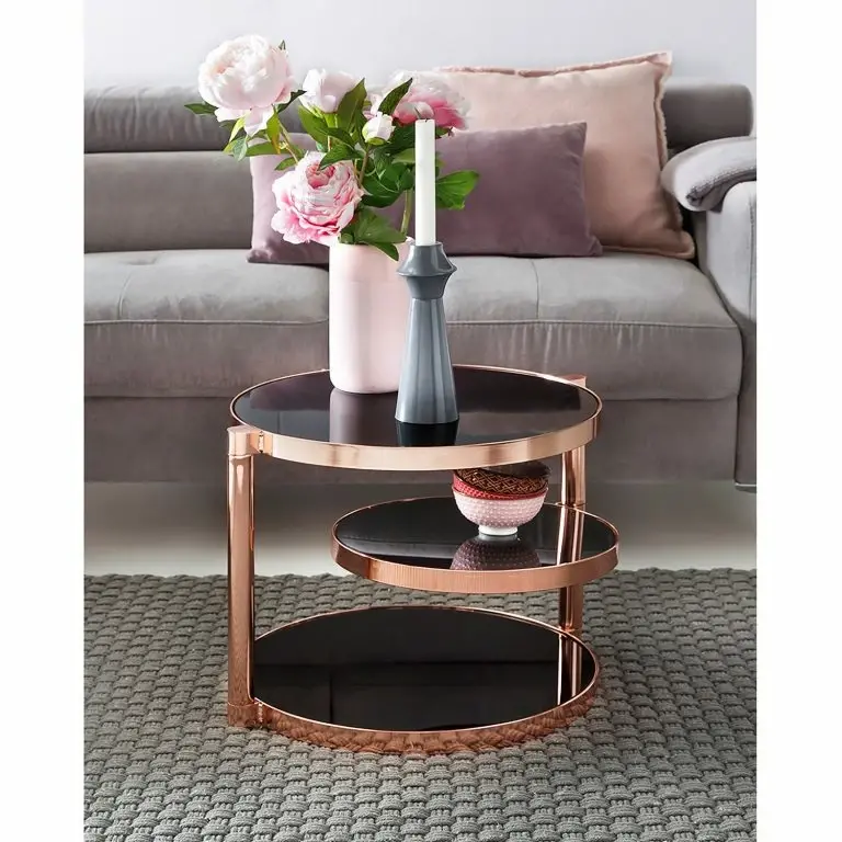 Loftscape Jack & Alice Bout De Canapé Cotopaxi – Verre / Métal – Noir / Cuivre