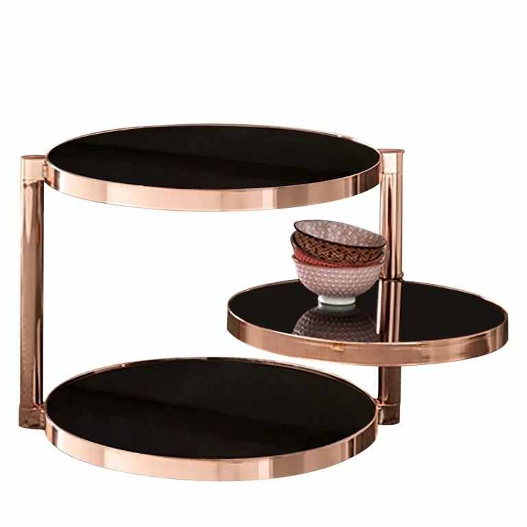 loftscape Jack & Alice Bout de canapé Cotopaxi – Verre / Métal – Noir / Cuivre