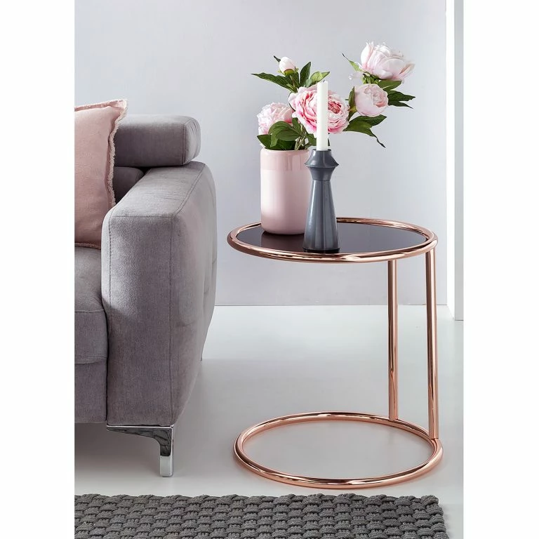 Loftscape Jack & Alice Bout De Canapé Evart – Verre / Métal – Noir / Cuivre