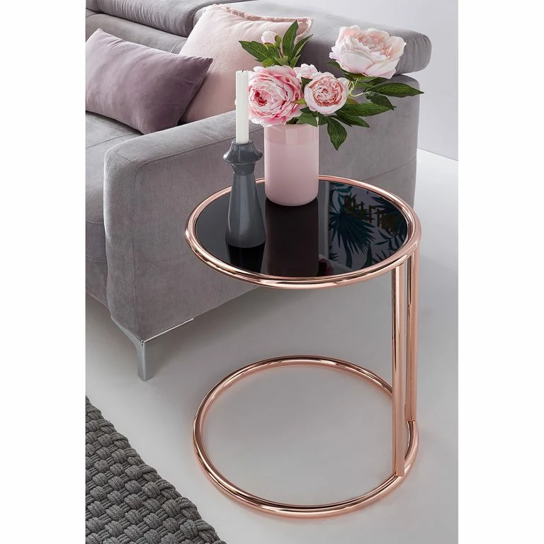 Loftscape Jack & Alice Bout De Canapé Evart – Verre / Métal – Noir / Cuivre