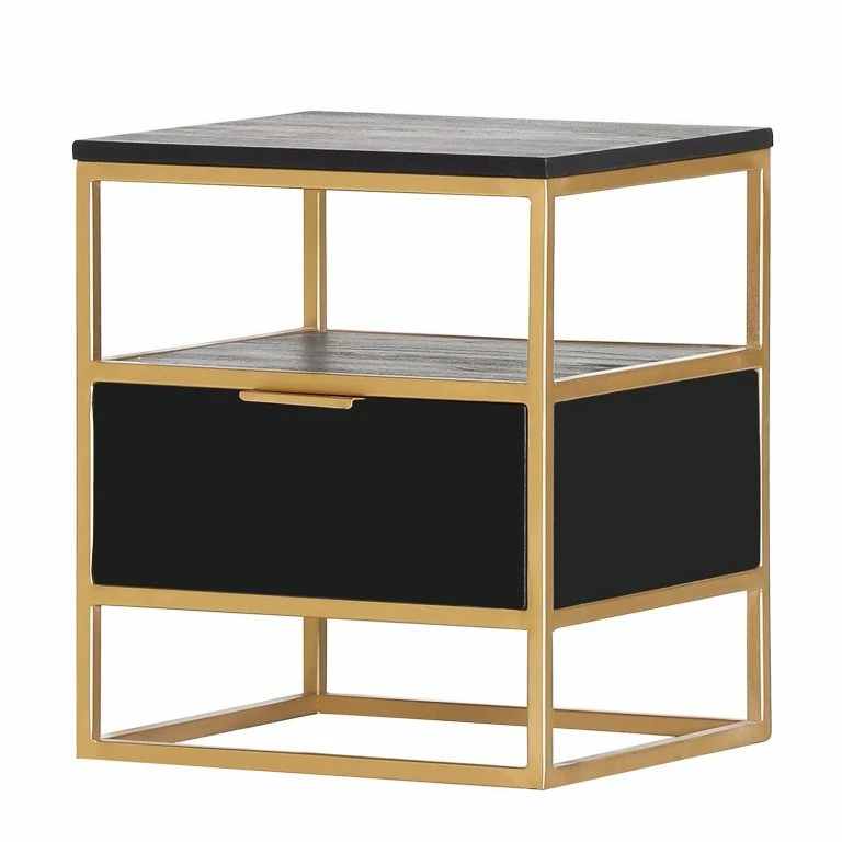 loftscape Jack & Alice Bout de canapé Harbin – Acacia massif – Acacia noir / Doré