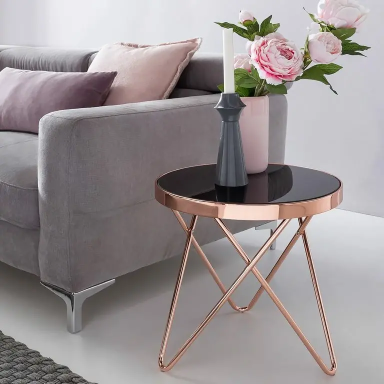 Loftscape Jack & Alice Bout De Canapé Morgan – Verre / Métal – Noir / Cuivre