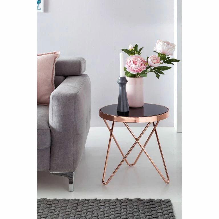 Loftscape Jack & Alice Bout De Canapé Morgan – Verre / Métal – Noir / Cuivre