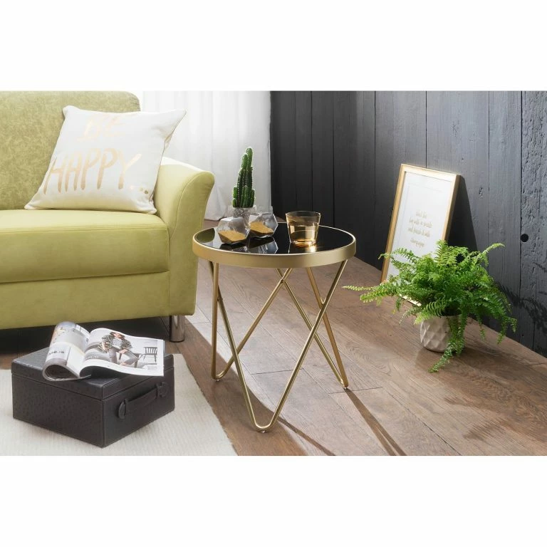 Loftscape Jack & Alice Bout De Canapé Morgan – Verre / Métal – Noir / Doré