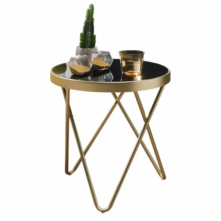 loftscape Jack & Alice Bout de canapé Morgan – Verre / Métal – Noir / Doré