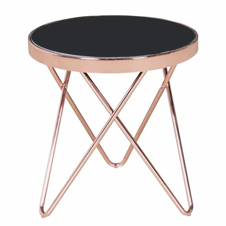 Loftscape Jack & Alice Bout De Canapé Morgan – Verre / Métal – Noir / Cuivre