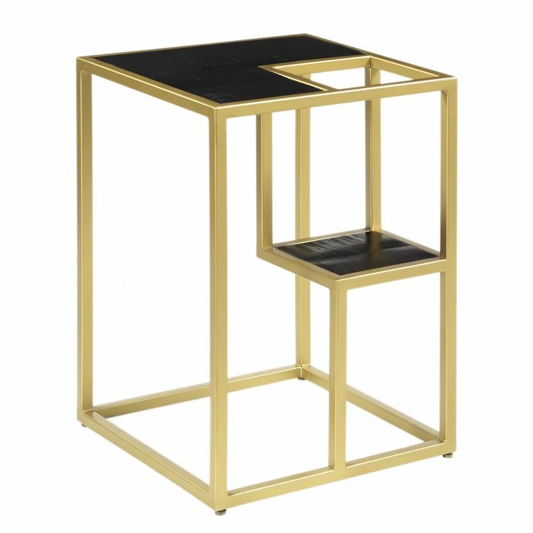 Loftscape Jack & Alice Bout De Canapé Nooble – Manguier Massif / Métal – Manguier Noir / Doré