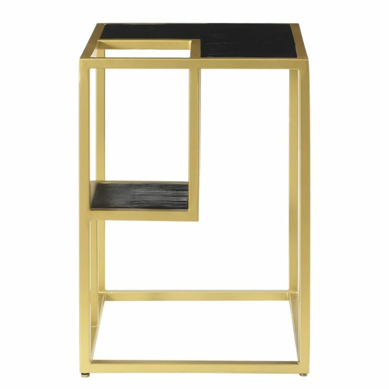 Loftscape Jack & Alice Bout De Canapé Nooble – Manguier Massif / Métal – Manguier Noir / Doré