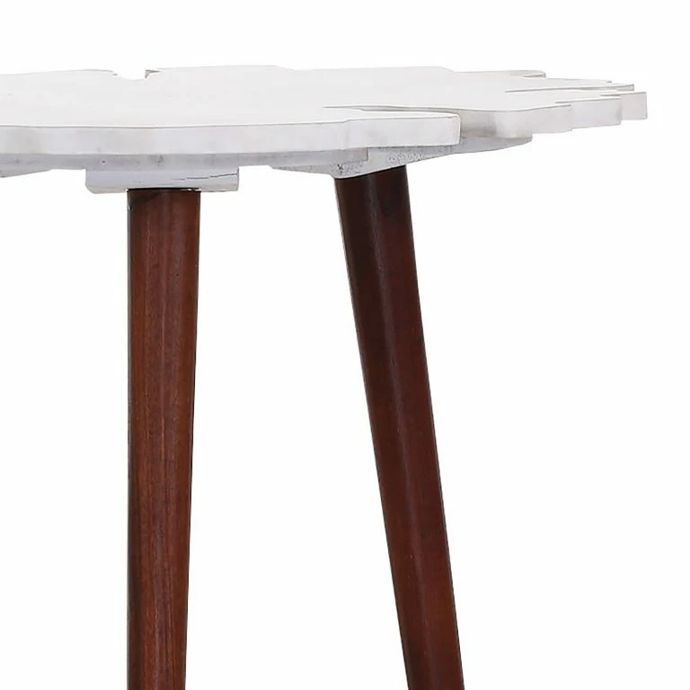 Loftscape Jack & Alice Bout De Canapé Rebu – Marbre / Acacia Massif – Marbre Blanc / Marron