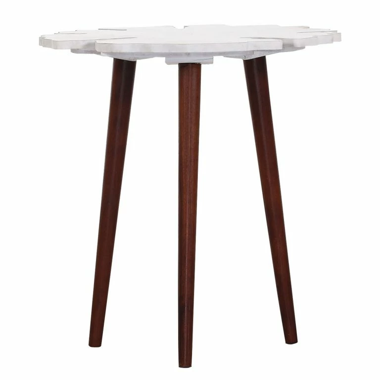 loftscape Jack & Alice Bout de canapé Rebu – Marbre / Acacia massif – Marbre blanc / Marron