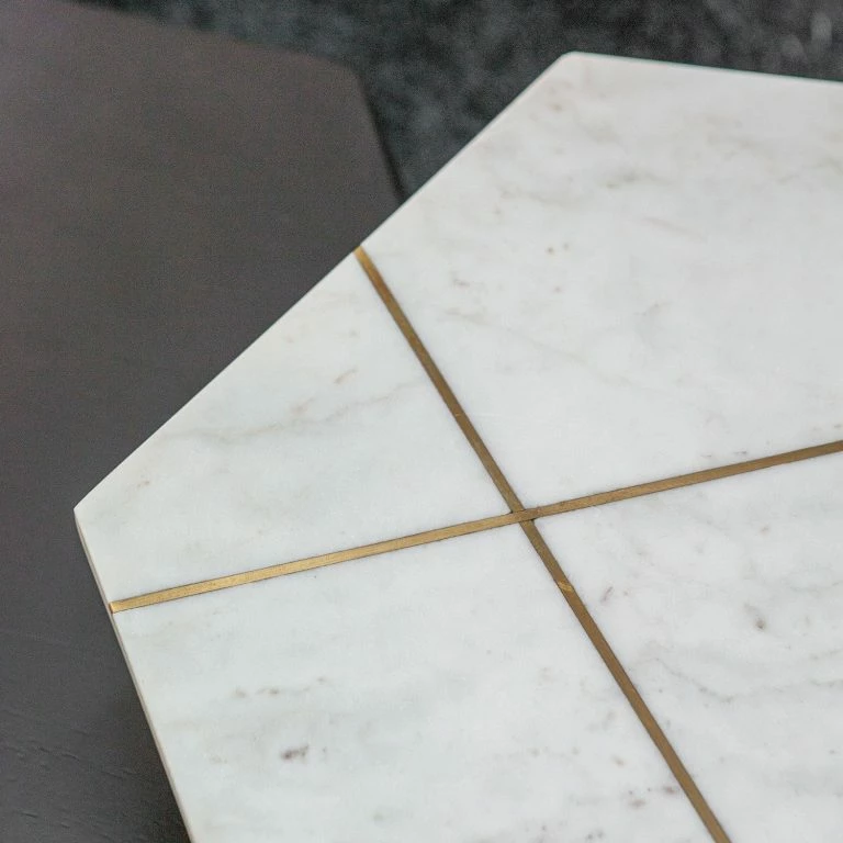 Loftscape Jack & Alice Bout De Canapé Suso – Marbre / Métal – Marbre Blanc / Noir