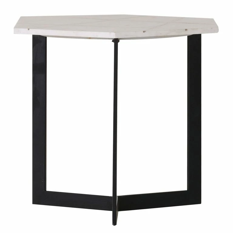 loftscape Jack & Alice Bout de canapé Suso – Marbre / Métal – Marbre blanc / Noir