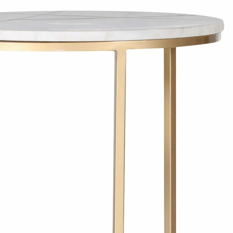 Loftscape Jack & Alice Bouts De Canapé Ryo (2 éléments) – Marbre / Métal – Marbre Blanc / Doré