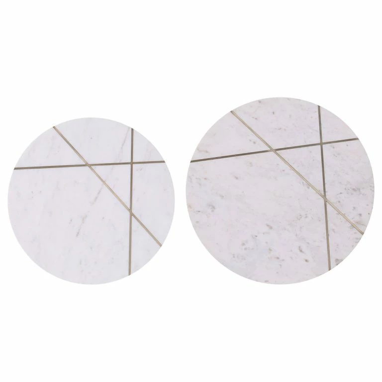 Loftscape Jack & Alice Bouts De Canapé Ryo (2 éléments) – Marbre / Métal – Marbre Blanc / Doré