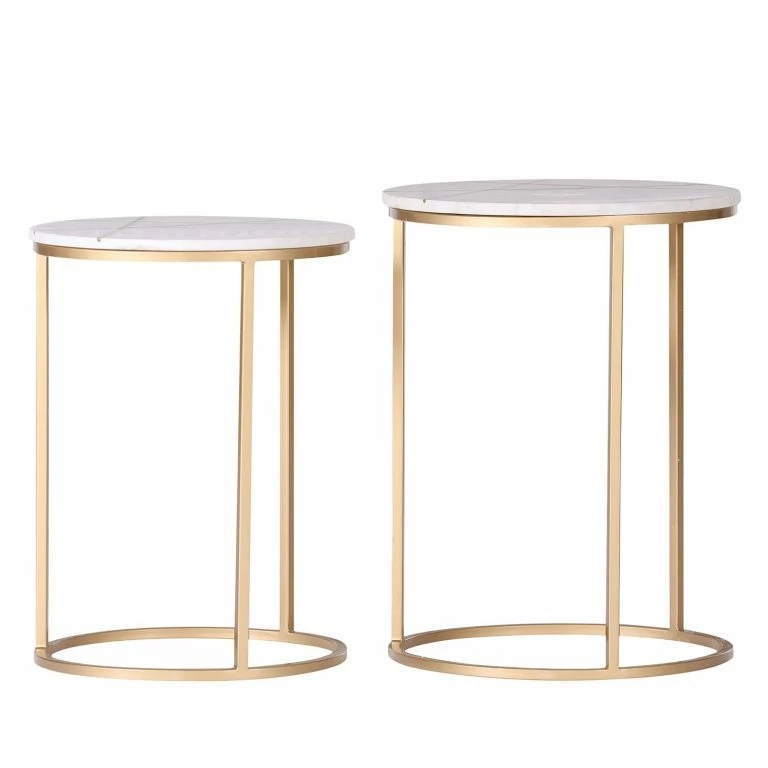 Loftscape Jack & Alice Bouts De Canapé Ryo (2 éléments) – Marbre / Métal – Marbre Blanc / Doré