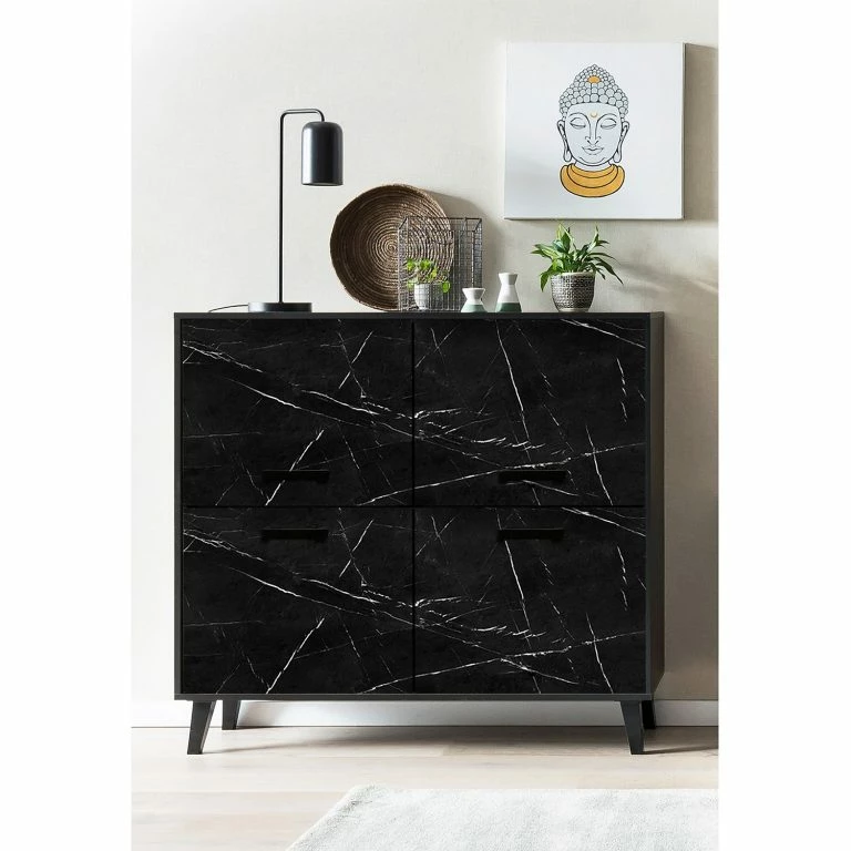 Loftscape Jack & Alice Buffet Fintel I – Imitation Marbre Noir / Noir