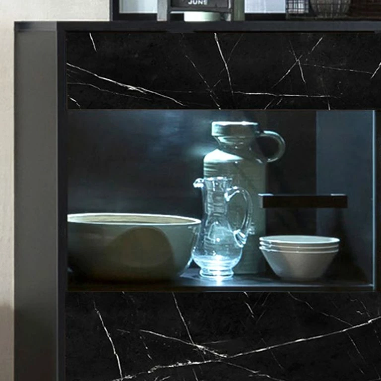 Loftscape Jack & Alice Buffet Fintel II – Imitation Marbre Noir / Noir