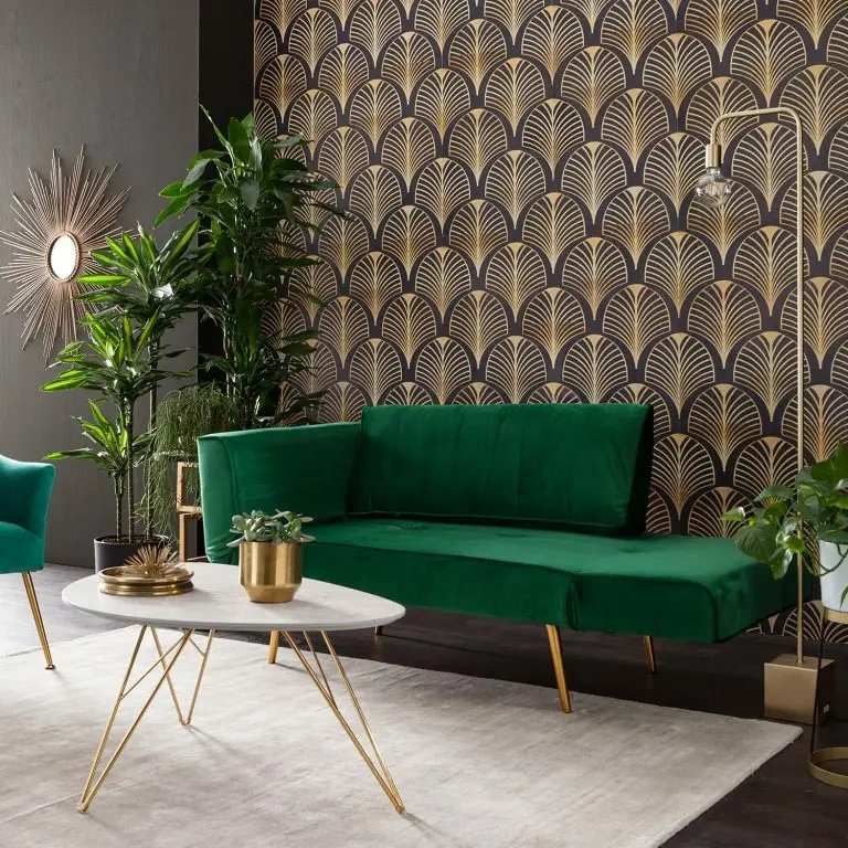 Loftscape Jack & Alice Canapé Convertible Behram III – Velours – Vert Foncé