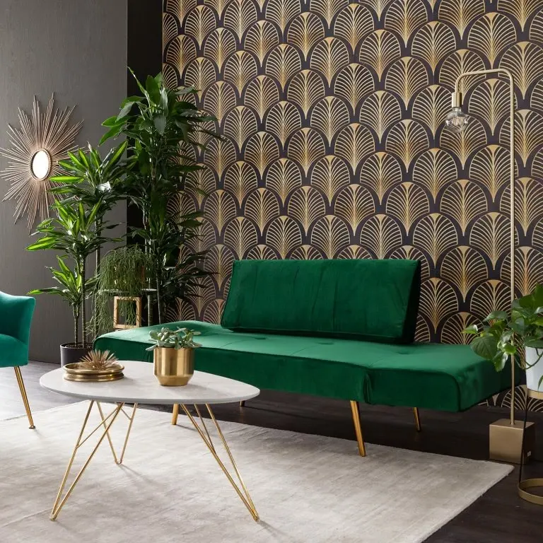 Loftscape Jack & Alice Canapé Convertible Behram III – Velours – Vert Foncé