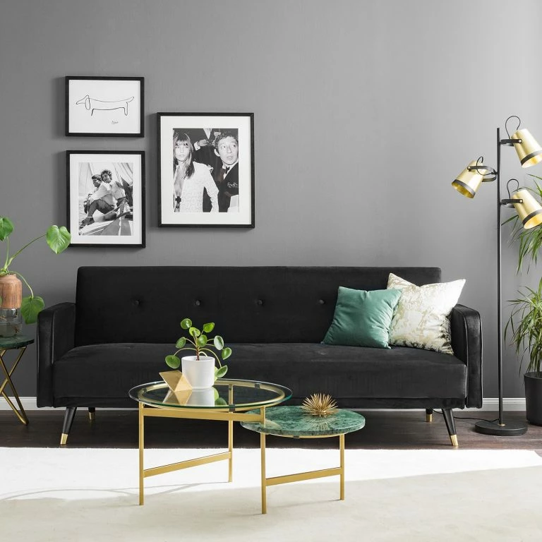 Loftscape Jack & Alice Canapé Convertible Daru I – Velours – Noir