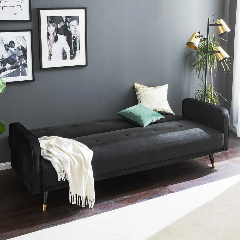 Loftscape Jack & Alice Canapé Convertible Daru I – Velours – Noir