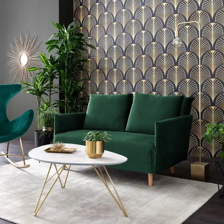 Loftscape Jack & Alice Canapé Convertible Lobau II – Velours – Vert Foncé