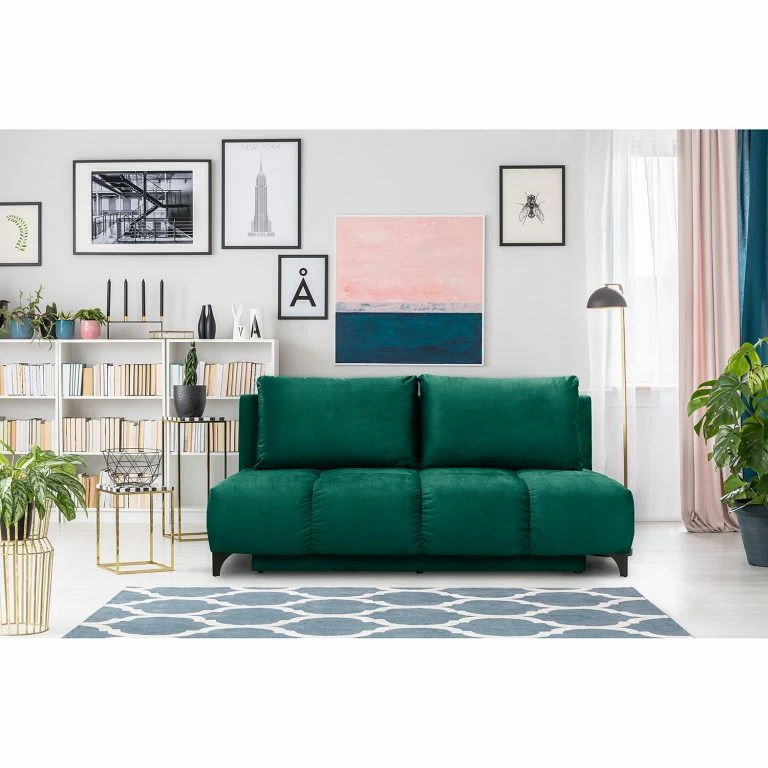 Loftscape Jack & Alice Canapé Convertible Red Oak – Velours – Velours Onoli: Vert Vieilli