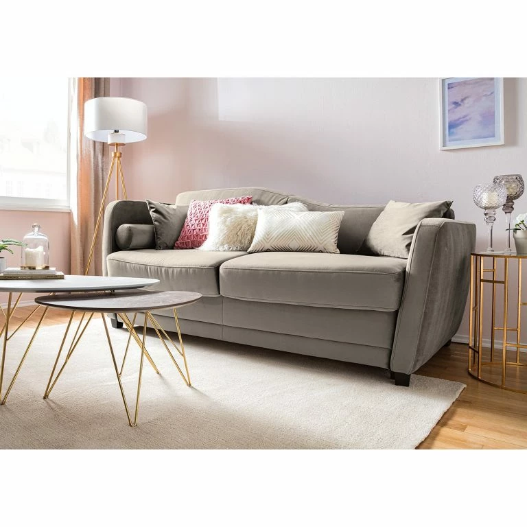 Loftscape Jack & Alice Canapé Convertible Teresina – Velours – Platine – Largeur : 192 Cm – Alignement à Gauche