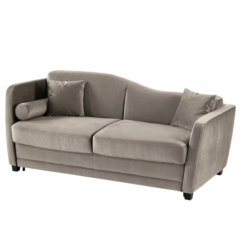 loftscape Jack & Alice Canapé convertible Teresina – Velours – Platine – Largeur : 192 cm – Alignement à gauche