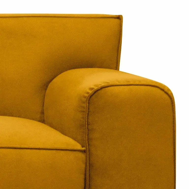 Loftscape Jack & Alice Canapé D’angle Bramming – Velours – Velours Juna: Or – Méridienne Longue à Gauche (vue De Face)