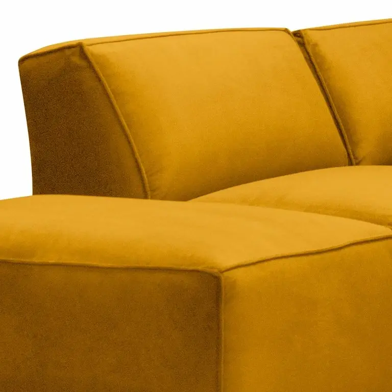Loftscape Jack & Alice Canapé D’angle Bramming – Velours – Velours Juna: Or – Méridienne Longue à Gauche (vue De Face)