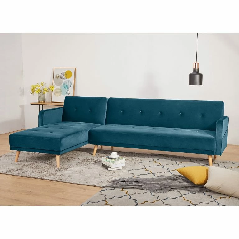 Loftscape Jack & Alice Canapé D’angle Daru III – Velours – Bleu Marine
