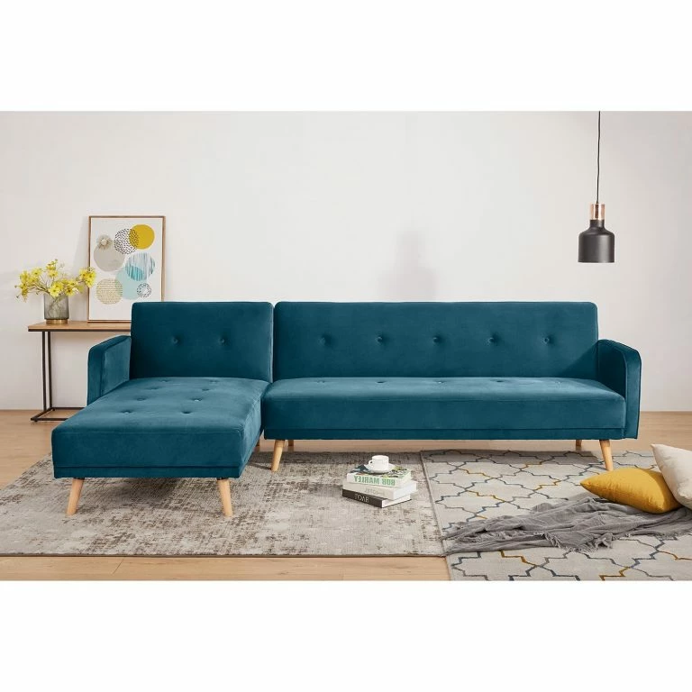 Loftscape Jack & Alice Canapé D’angle Daru III – Velours – Bleu Marine