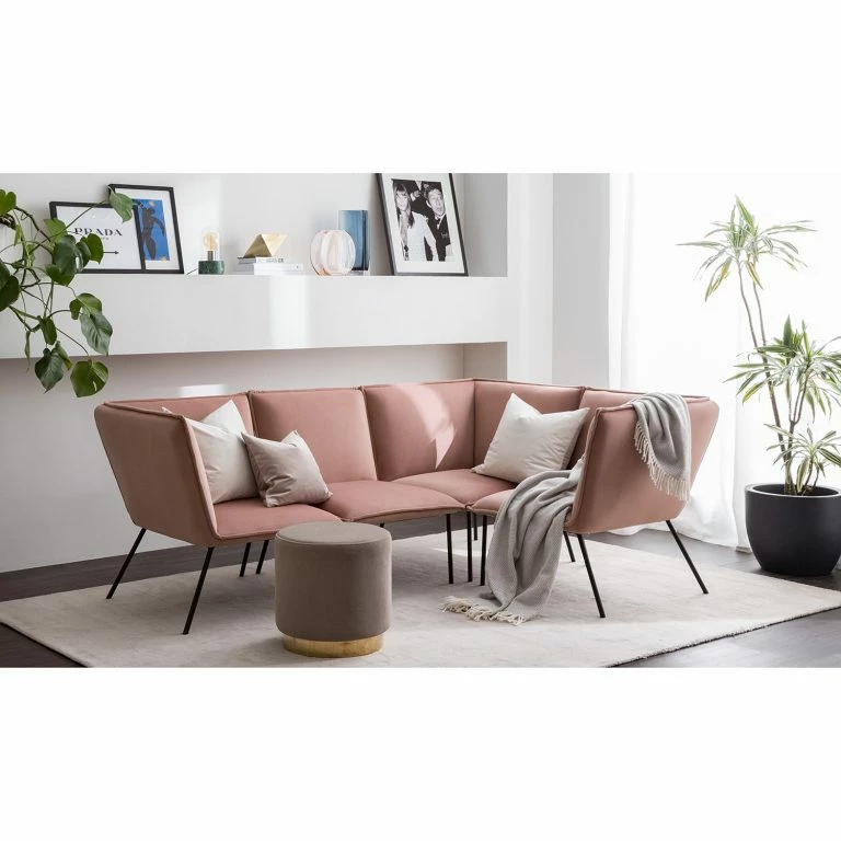 Loftscape Jack & Alice Canapé D’angle Dorado II – Velours – Rose Vieilli