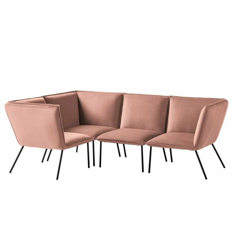 loftscape Jack & Alice Canapé d’angle Dorado II – Velours – Rose vieilli
