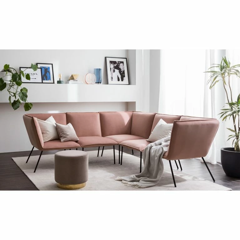 Loftscape Jack & Alice Canapé D’angle Dorado – Velours – Rose Vieilli