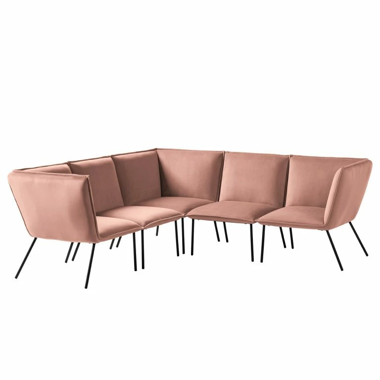 loftscape Jack & Alice Canapé d’angle Dorado – Velours – Rose vieilli