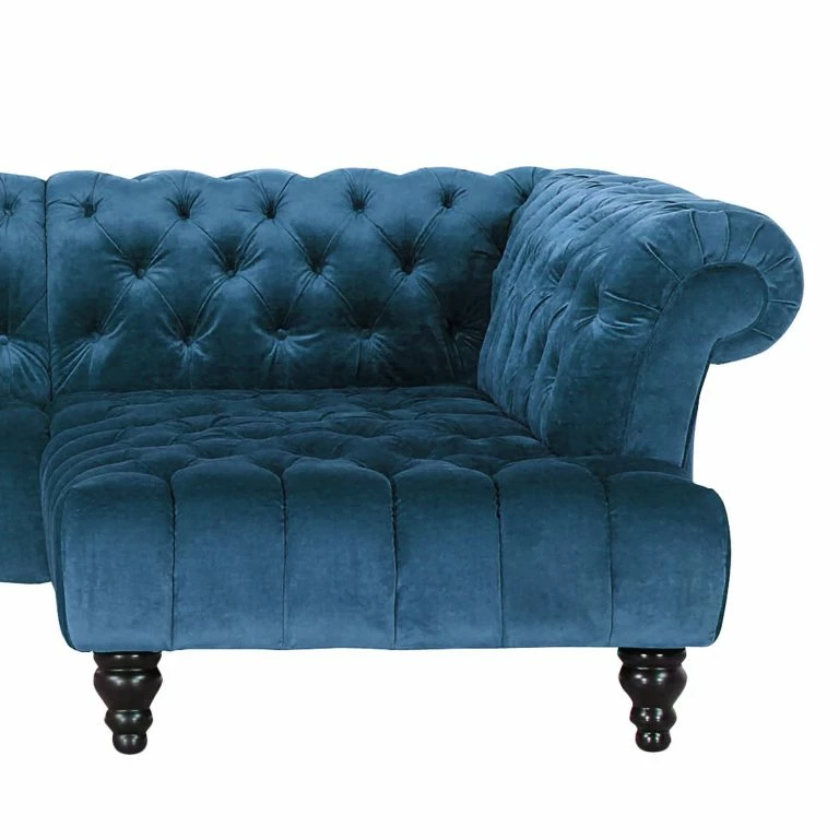 Loftscape Jack & Alice Canapé D’angle Fireside – Bleu Pétrole – Méridienne Longue à Droite (vue De Face)